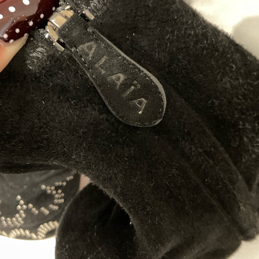 Alaïa Black Suede Studded Platform Ankle Boots - Picture 8 of 10